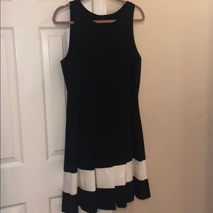 Black with a white stripe kneelength dress